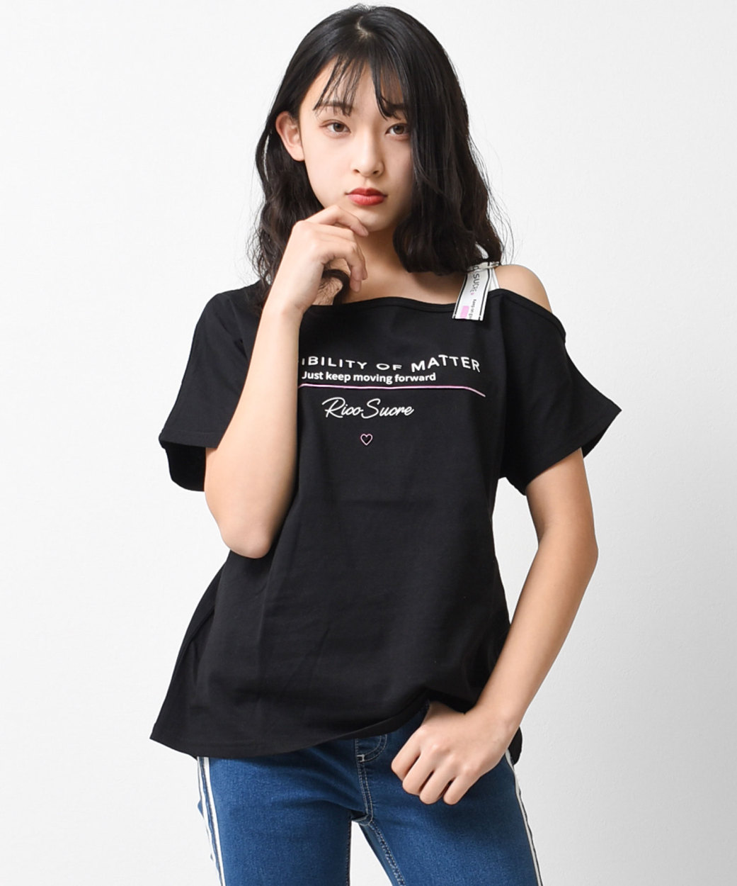 子供服 ワンショルダー半袖Tシャツ 肩あき 肩出し トップス 女の子