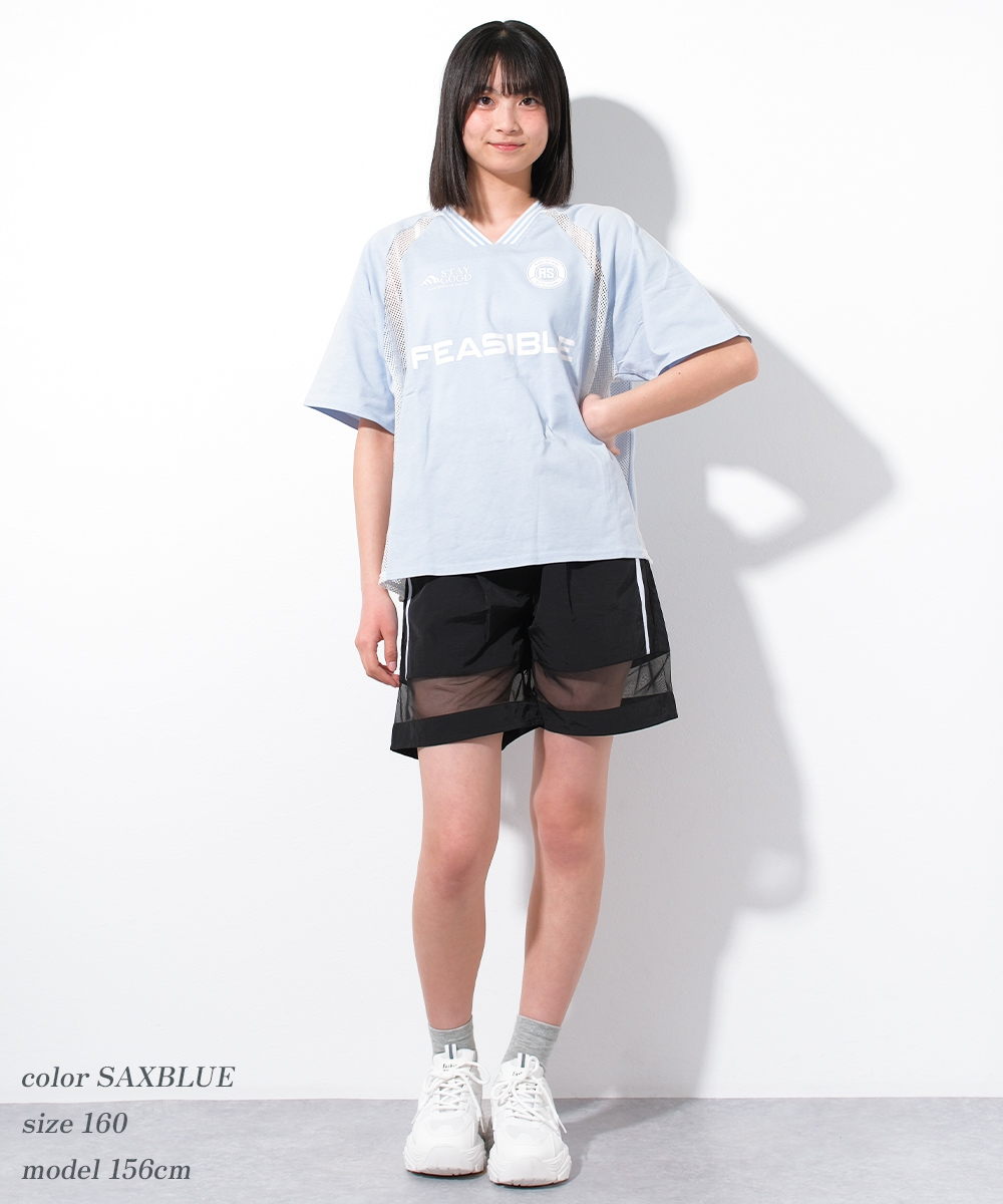 RiCO SUCRE 子供服 女の子 メッシュ切替 ゲーミング 半袖Tシャツ