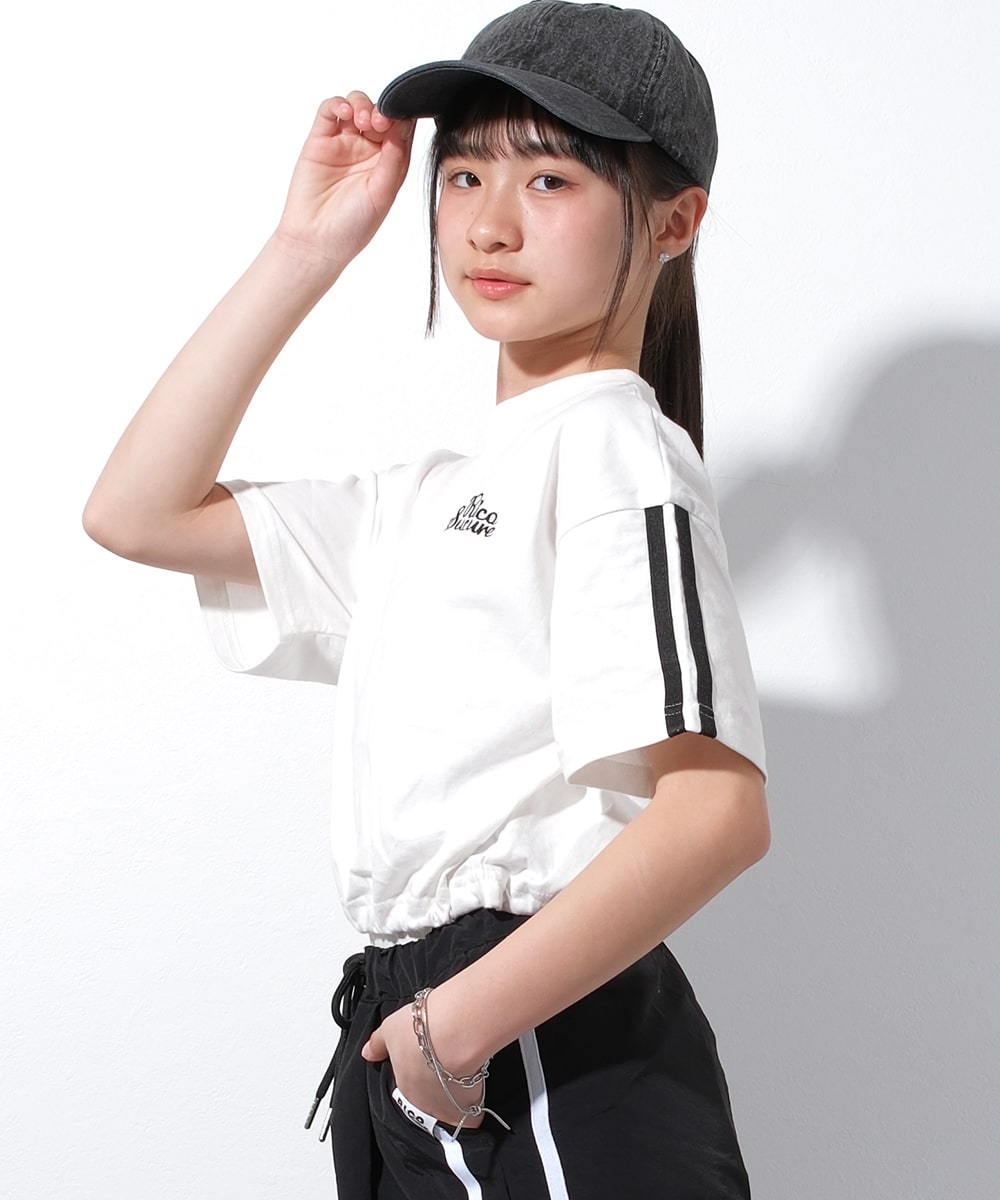 RiCO SUCRE 子供服 女の子 夏服 クロップド丈 半袖Tシャツ