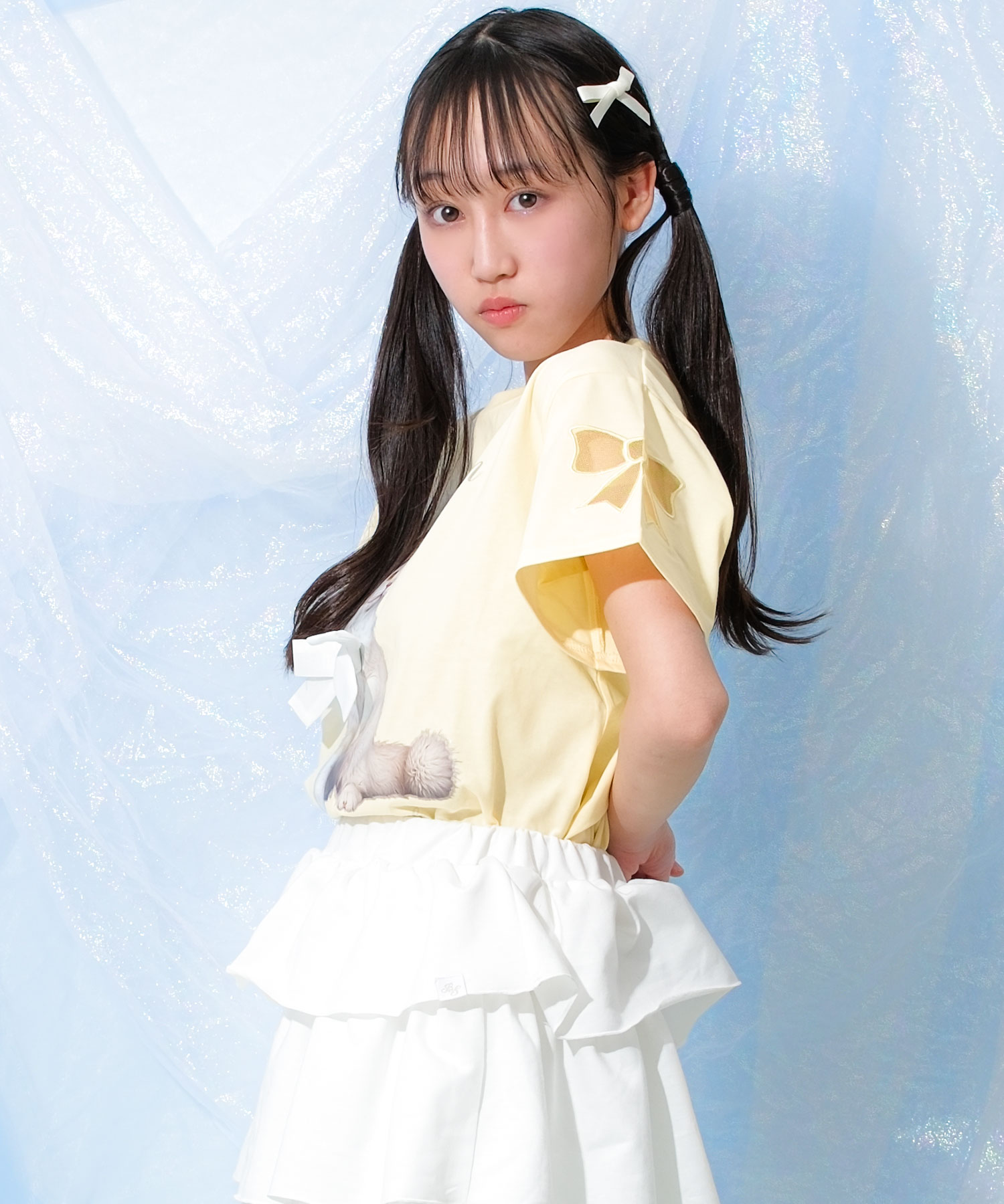 りりこ　ブライス用　小袖 RiCO SUCRE（リコシュクレ） 子供服 女の子 接触冷感 リボン付き 転写