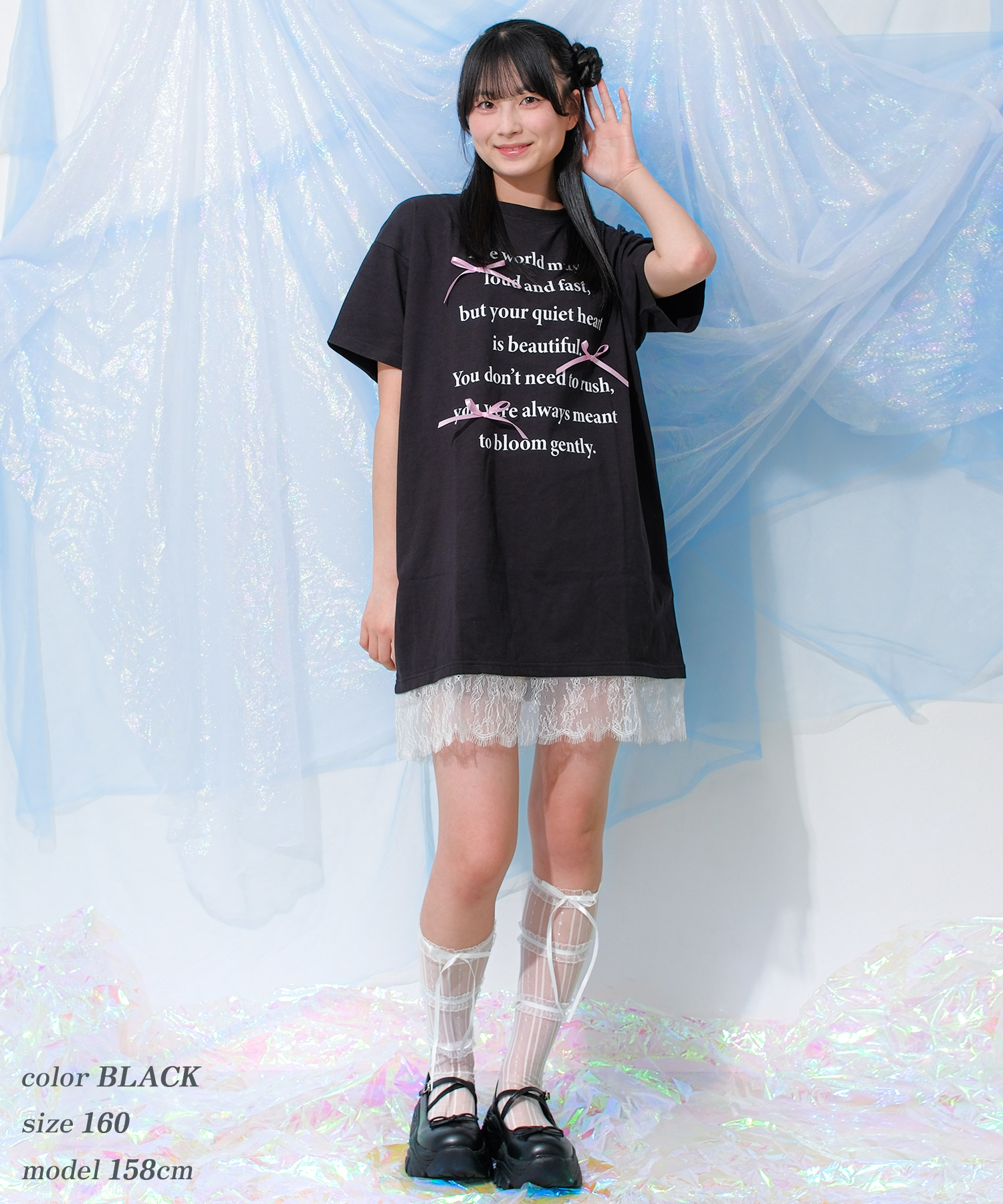RiCO SUCRE（リコシュクレ） 子供服 女の子 裾レース ワンピース 半袖