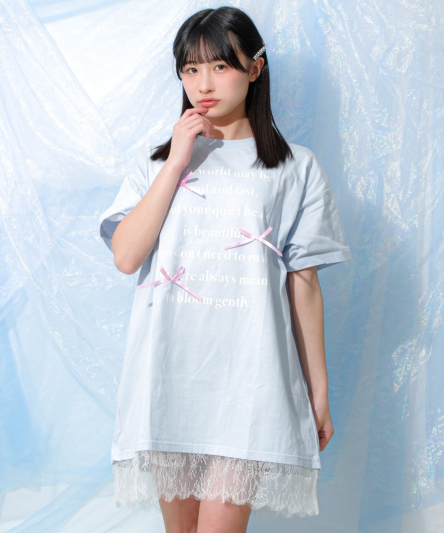 RiCO SUCRE（リコシュクレ） 子供服 女の子 裾レース ワンピース 半袖