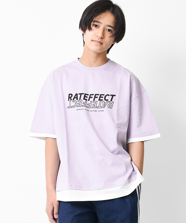 子供服 男の子 レイヤード風プリント 半袖Tシャツ ビッグシルエット