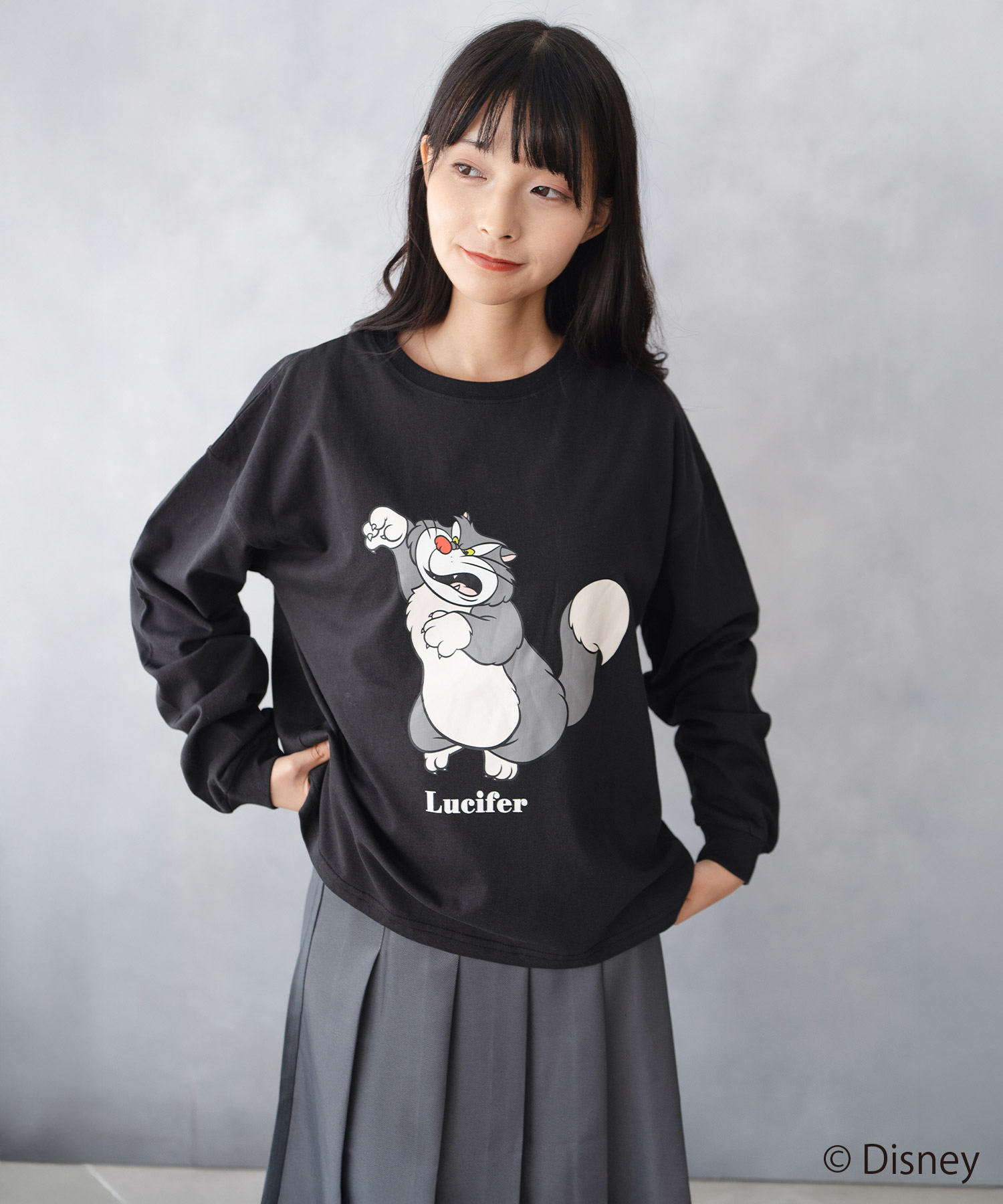 Disney（ディズニー） Tシャツ シンデレラ ルシファー ロングTシャツ