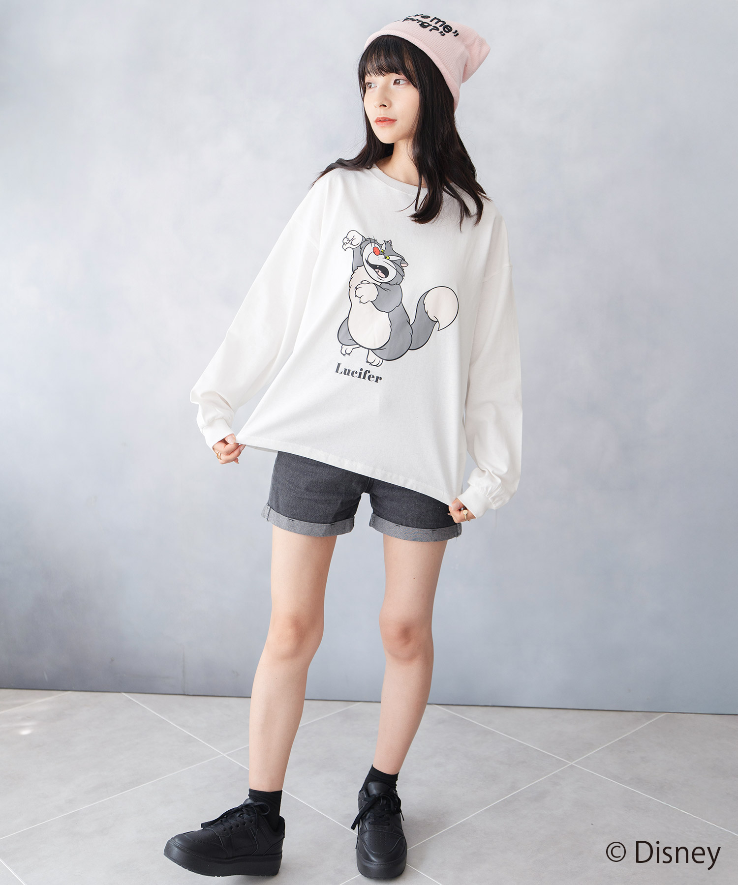 Disney（ディズニー） Tシャツ シンデレラ ルシファー ロングTシャツ