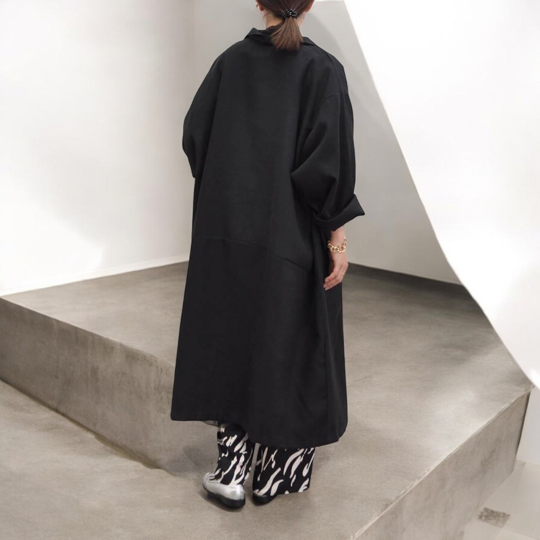 ビッグシルエットロングコート 全2色 アウター 無地 オーバーサイズ