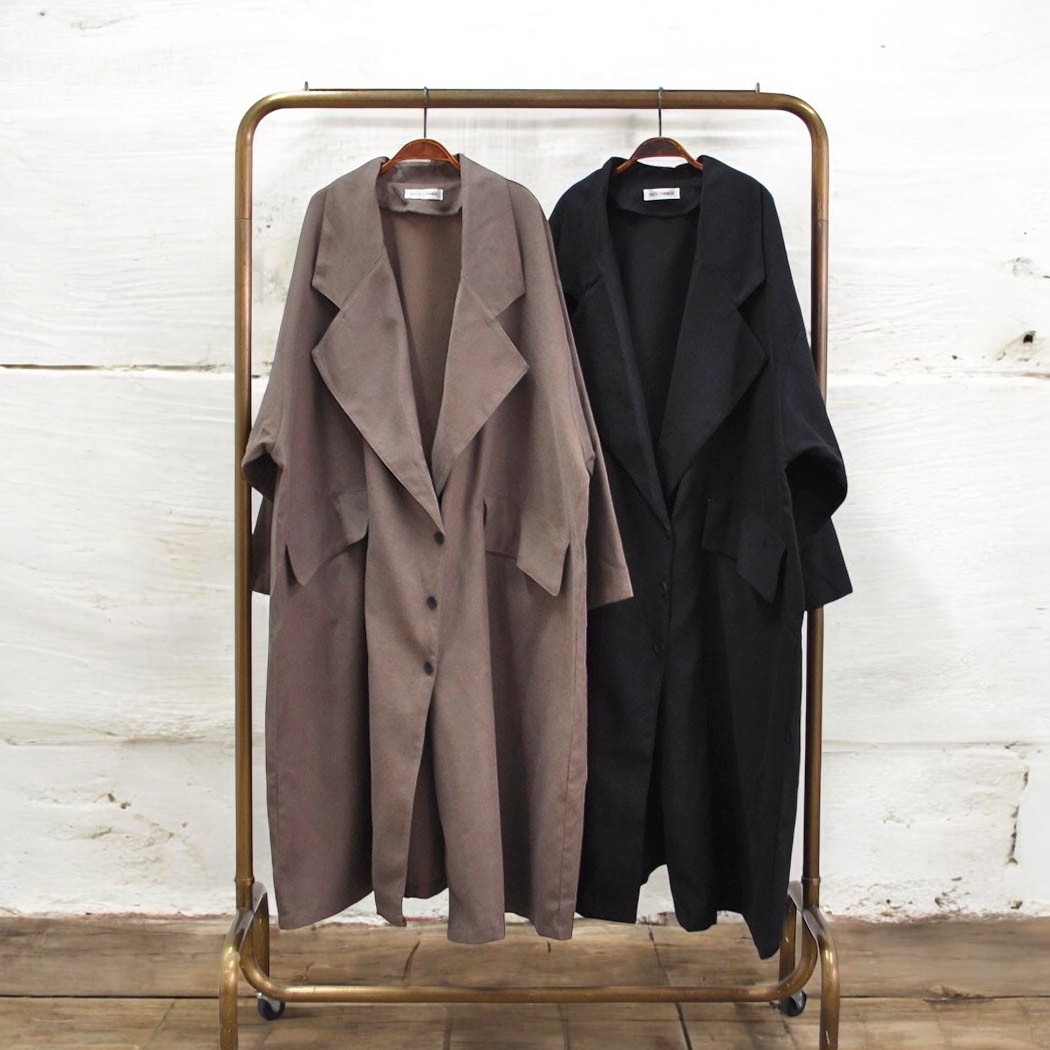 ビッグシルエットロングコート 全2色 アウター 無地 オーバーサイズ