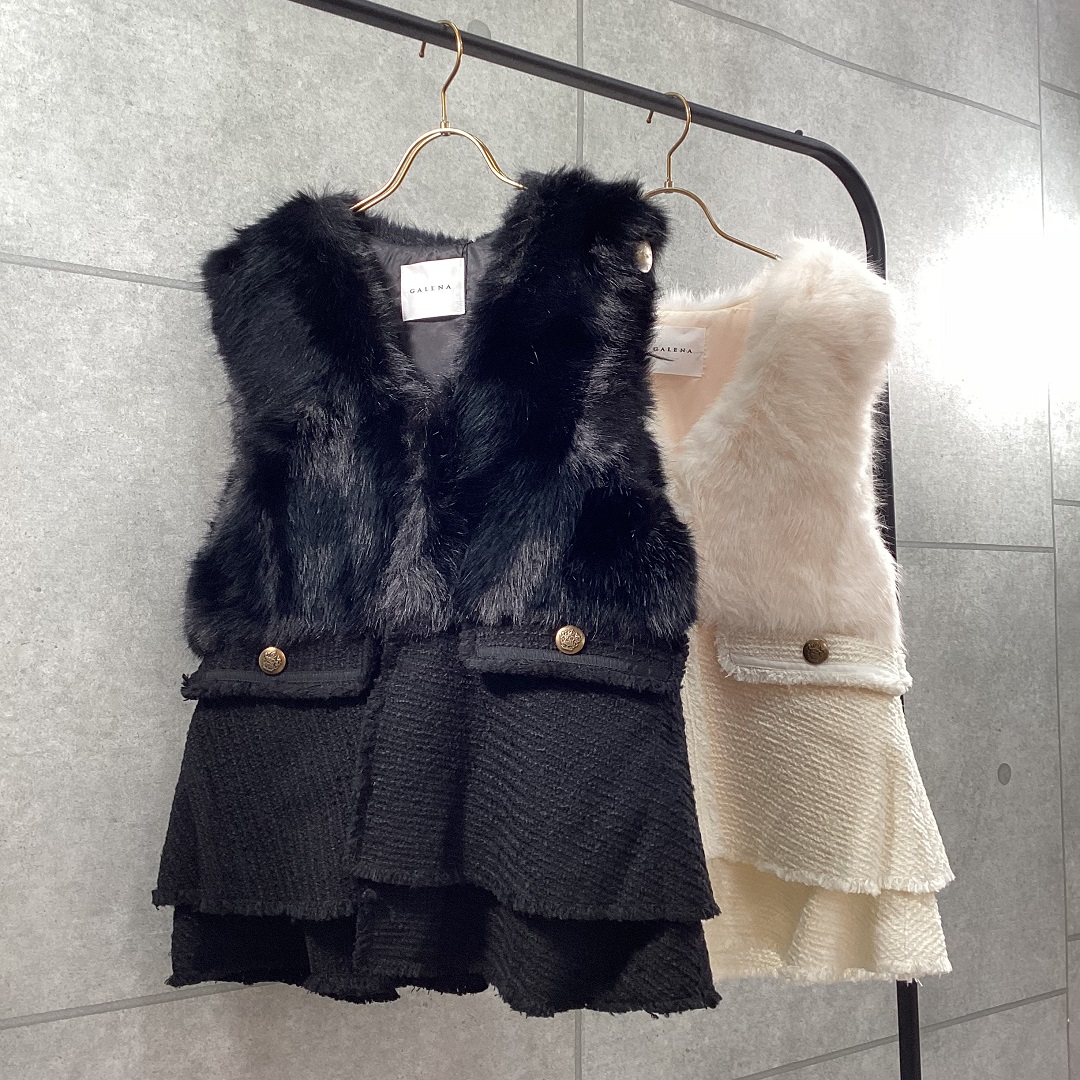 GALENA ツイードコンビファーベスト 型番70042-3107 : bequadro - 通販