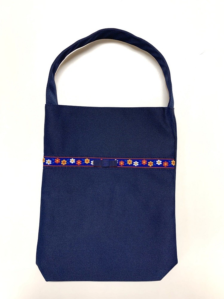 レッスンバッグ 紺ナイロン チロリアンテープ3おけいこバッグ 日本製