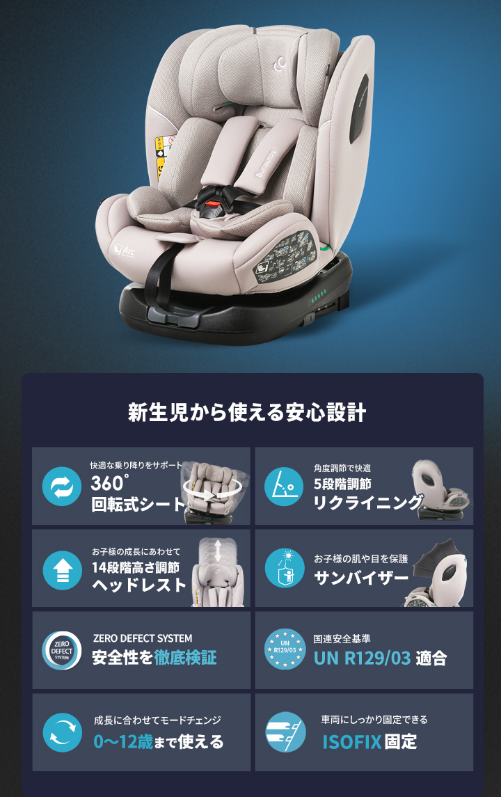 チャイルドシート ISOFIX 新生児 リクライニング ジュニア ベビー カー