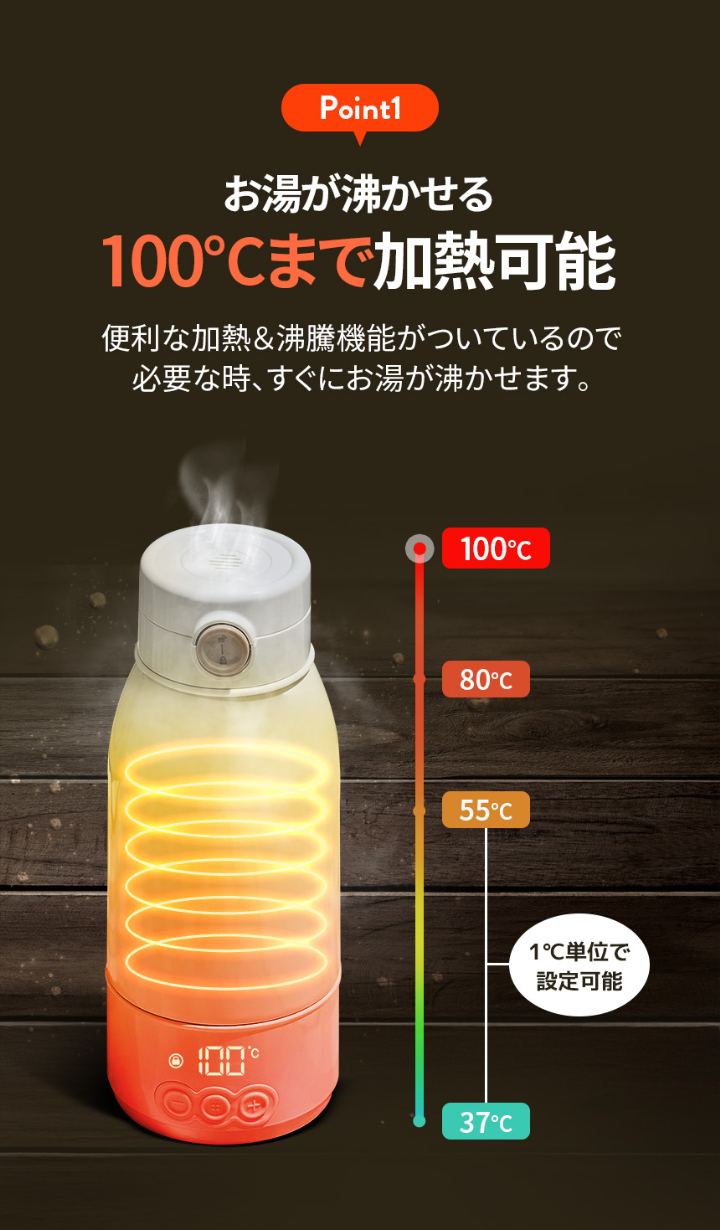 GGUMBI（グンビ） 電気ケトル ボトル ポット 500ml 大容量 温度調節