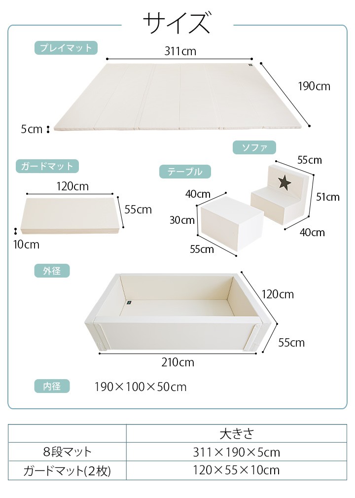 Ggumbi ベビーサークルマット クリーンツイン マット ベビーサークル
