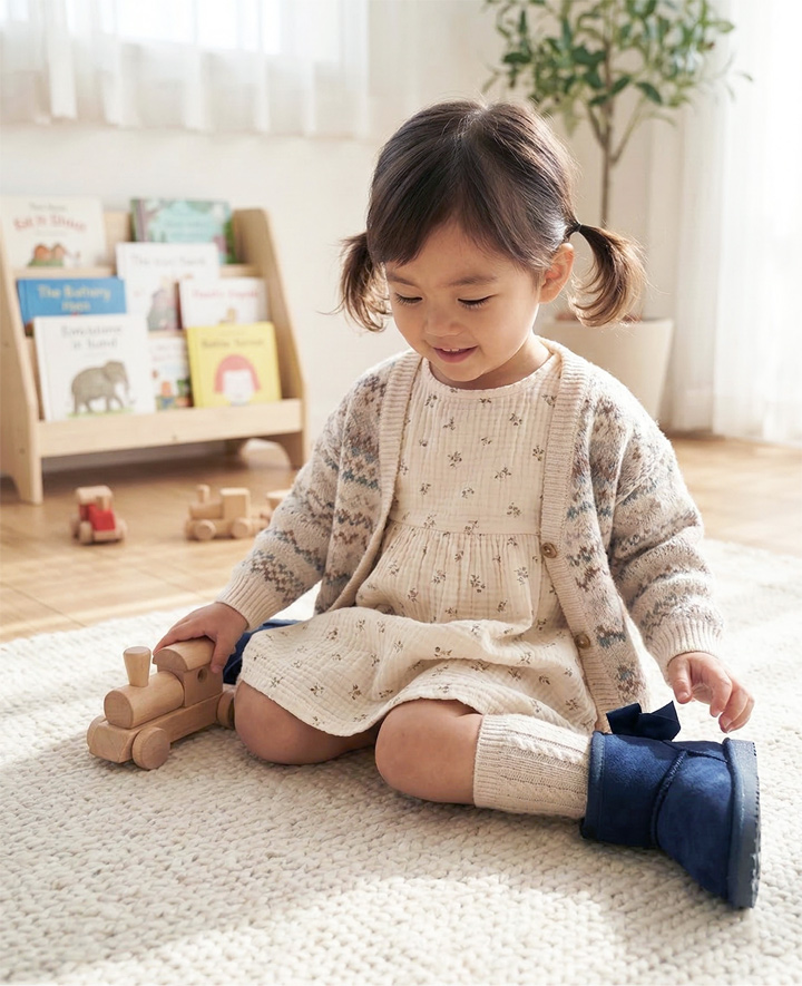 リボンムートンブーツ キッズ ジュニア ブーツ 防寒 あったか 男の子