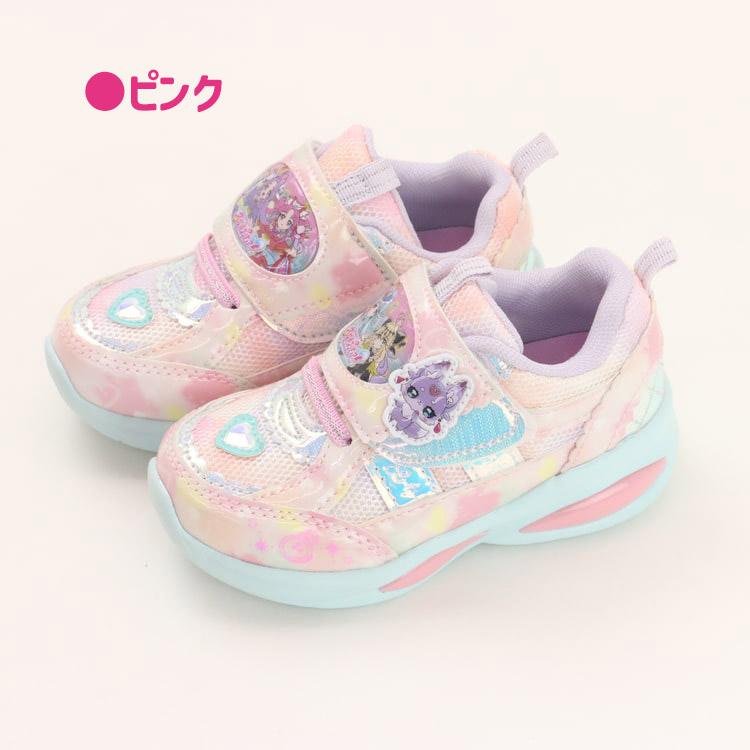 名探偵プリキュア！ 光る靴 スニーカー 女の子 キャラクター キッズ 振動で光る 15-19cm G 新作 2601 68 | コマリヨー | 01