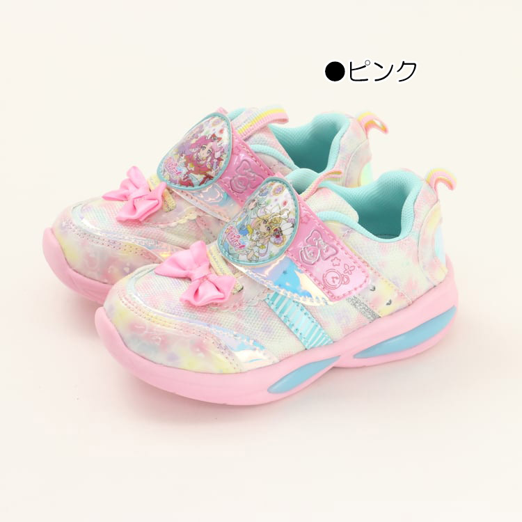 名探偵プリキュア！ 光る靴 スニーカー 女の子 キャラクター キッズ 振動で光る 15-19cm G 新作 2603  C | コマリヨー | 01