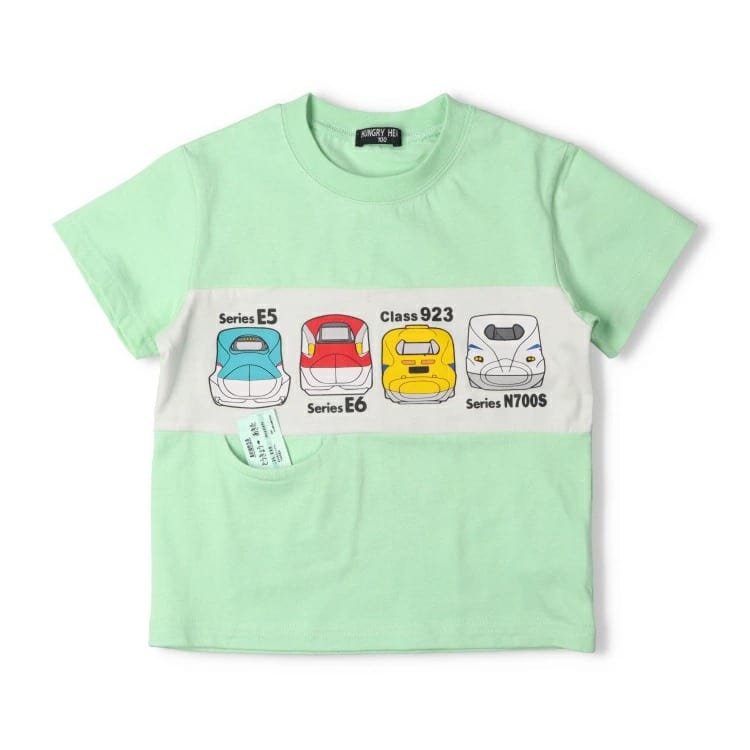 hungry heart（ハングリーハート） 新幹線 半袖Tシャツ ポケット切符柄