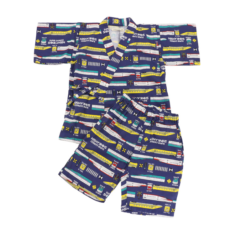 Kids Foret（キッズフォーレ） 甚平 新幹線 総柄 JR 電車 100-130cm