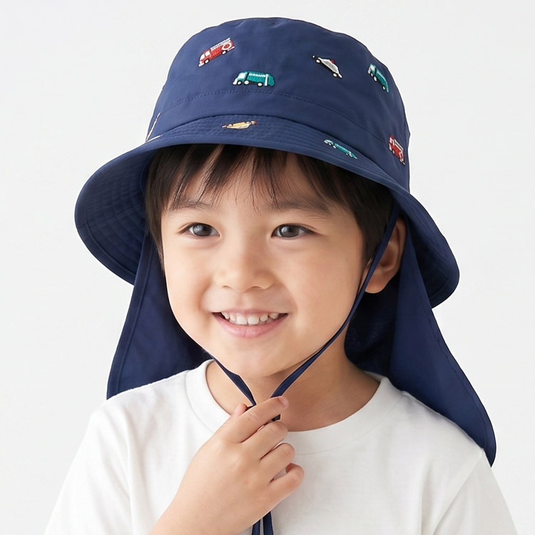 Kids Foret（キッズフォーレ） はっ水ハット 帽子 はたらく車柄 刺繍