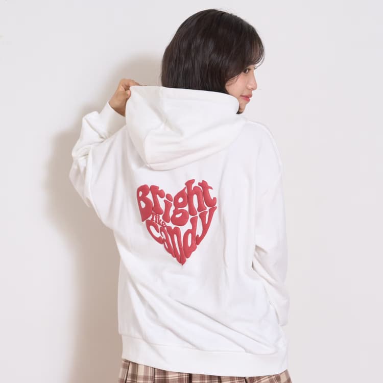 LOVETOXIC ハート発泡パーカー プルオーバー ラブトキシック 裏毛 ロゴ