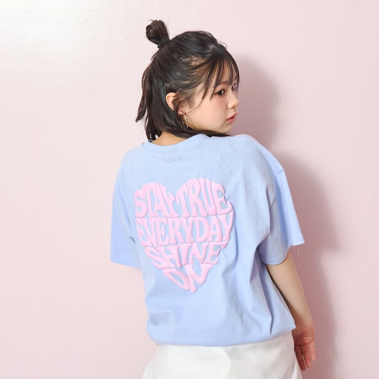 LOVETOXIC 送料込み 半袖Tシャツ 発泡バックハート ロゴ 綿100