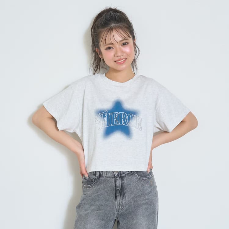 LOVETOXIC 30％OFFセール 半袖Tシャツ スターモチーフスプレー