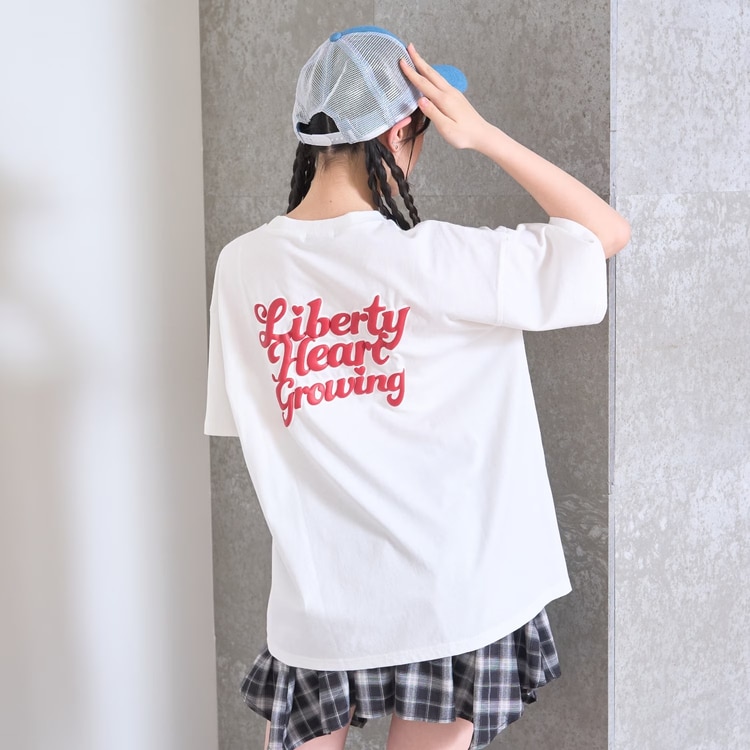 LOVETOXIC ラブトキシック 半袖Tシャツ ルーズ プックリバックロゴ 綿