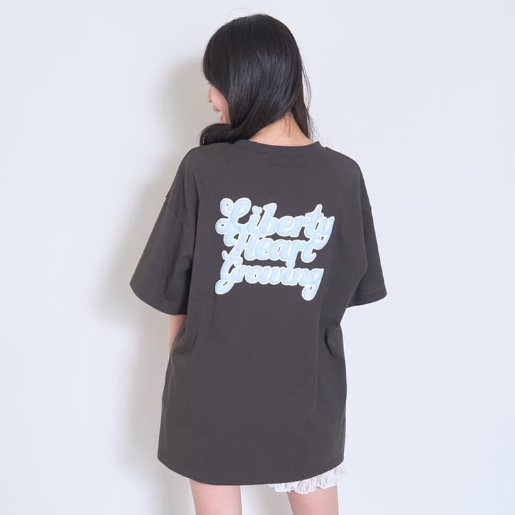 LOVETOXIC ラブトキシック 半袖Tシャツ ルーズ プックリバックロゴ 綿