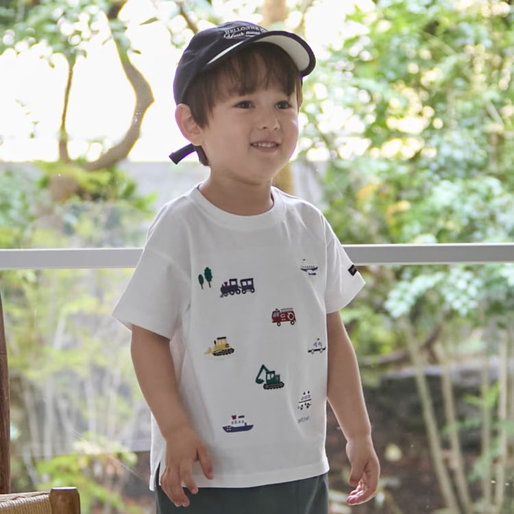petit main 30％OFFセール 半袖Tシャツ 働く車 刺しゅう プティマイン