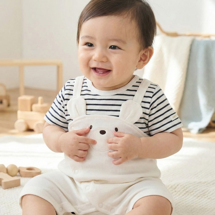 petit main くま耳 サロペット カバーオール プティマイン ベビー 70