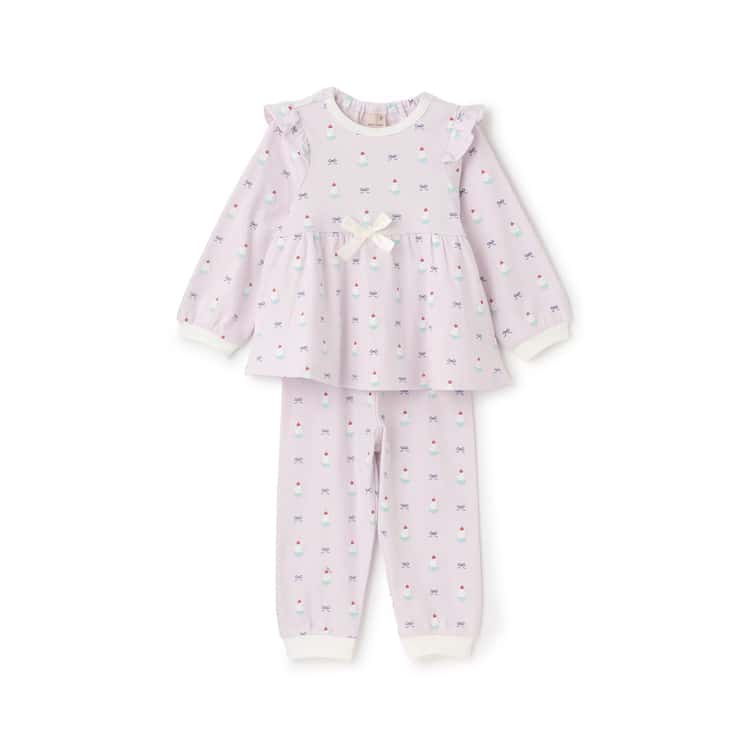 ベビーパジャマ7点　Mylittlepie 18-24M.2-3Y バラ売り可 petit main 30％OFFセール長袖パジャマ りぼん くま チェリー柄 フリル