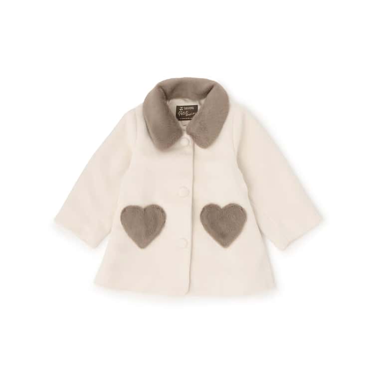 petit main 10％OFFセールファー衿ハートポケットコート プティマイン