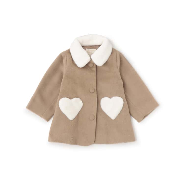 petit main 10％OFFセールファー衿ハートポケットコート プティマイン
