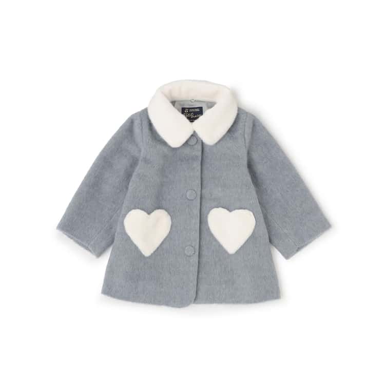 petit main 10％OFFセールファー衿ハートポケットコート プティマイン