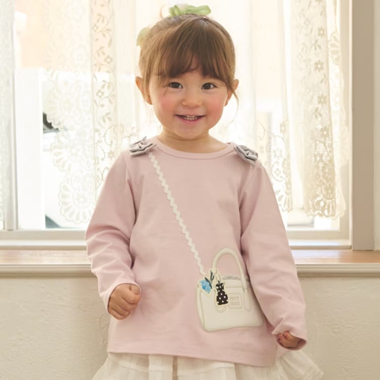 petit main ミニバッグ風 長袖Tシャツ 長袖 Tシャツ 女の子 キッズ 