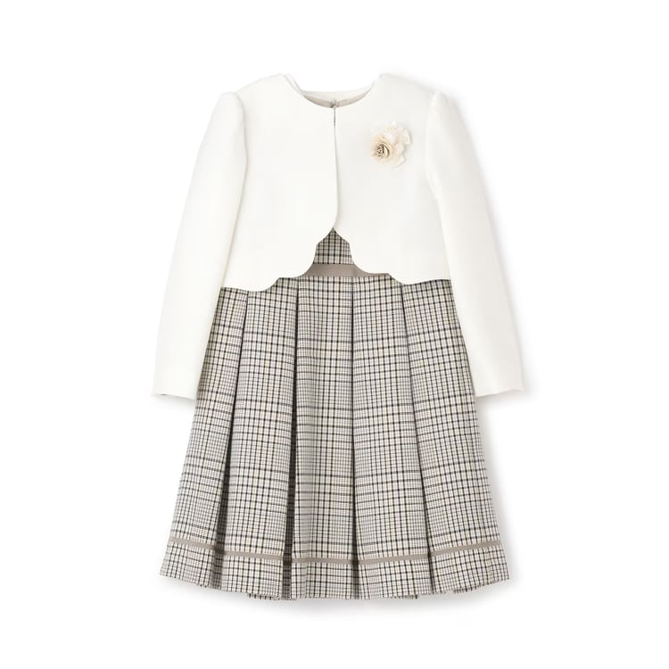petit main プティマイン ジャケット＆チェックワンピースセット