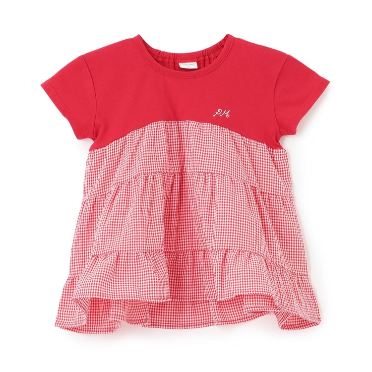 petit main ドッキング ティアード Tシャツ プティマイン 半袖Tシャツ