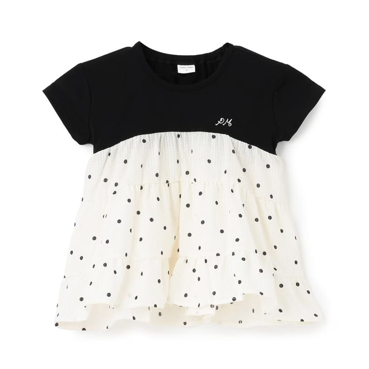 petit main ドッキング ティアード Tシャツ プティマイン 半袖Tシャツ