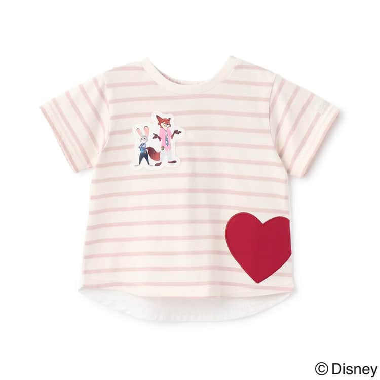 petit main 30％OFFセール ズートピア ハートアップリケTシャツ 接触冷