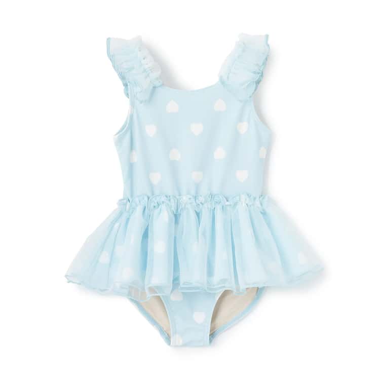 petit main チュール ワンピース 水着 UVカット フリル フラワー