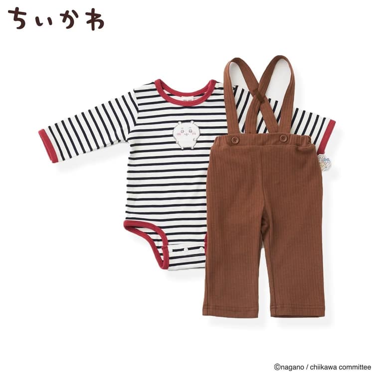 petit main ちいかわ ロンパース＋サスパンセット 70-80cm 長袖 ベビー