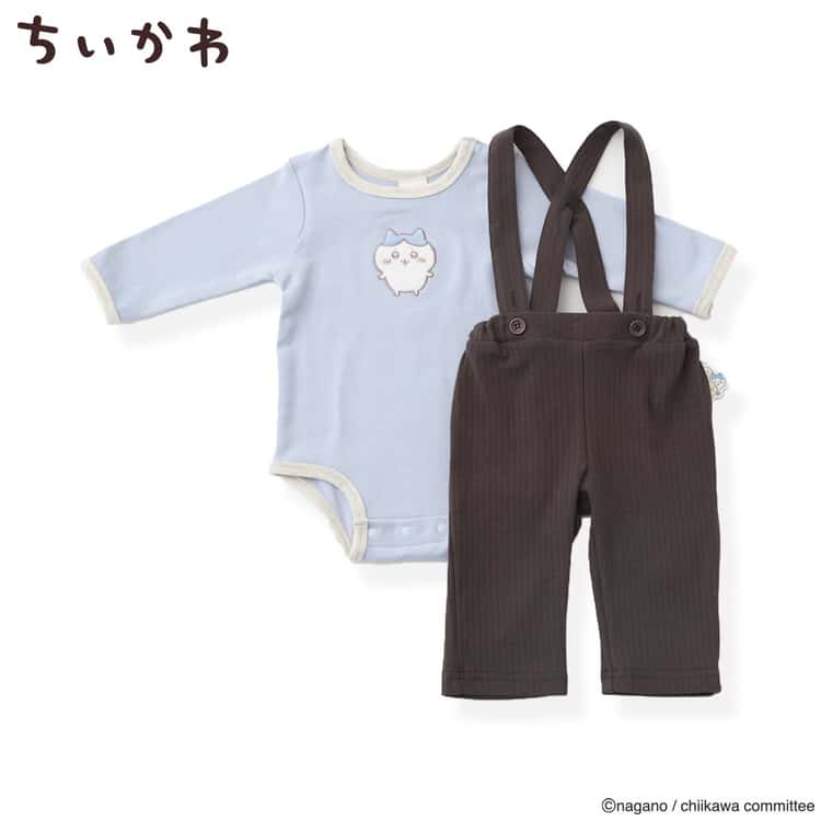 petit main ちいかわ ロンパース＋サスパンセット 70-80cm 長袖 ベビー