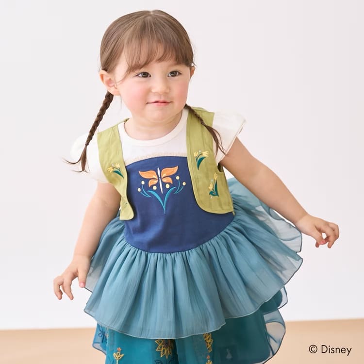 Disney プリンセスなりきり2点セット チュニック スカート プティマイン ディズニー 女の子 キッズ 子供用 100-130cm petit main K 新作 2602 71の画像