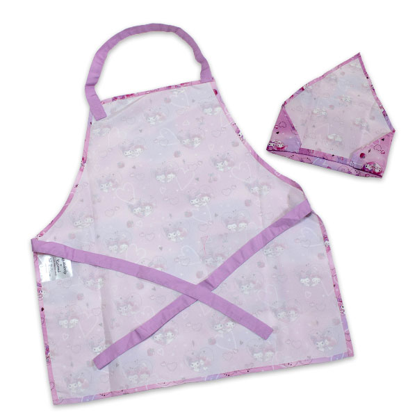 送料無料 マイメロディ＆クロミ 三角巾付き子供エプロン 130cm