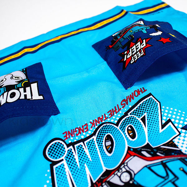 送料無料 きかんしゃトーマス 子供 エプロン 110cm 約42cm×約40cm 綿