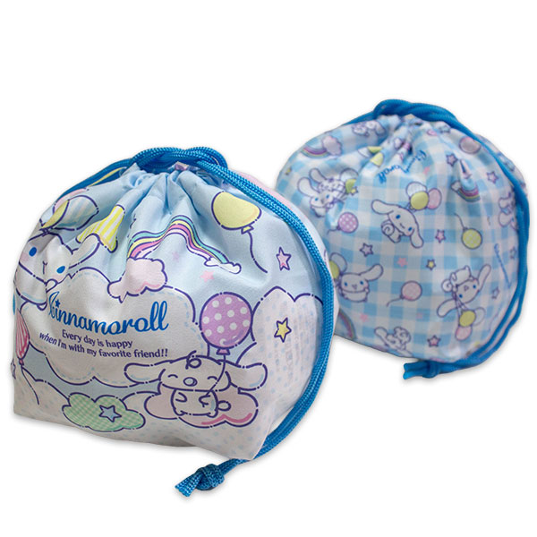 送料無料 シナモロール マチ付き巾着2枚組 約17cm×約26cm×約12cm 巾着