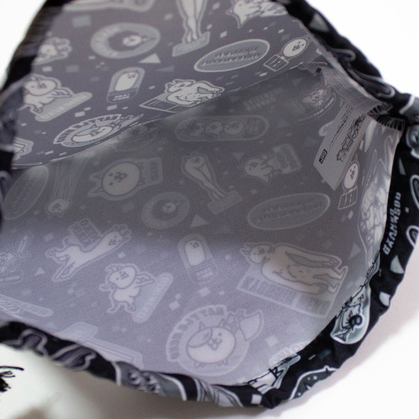 にゃんこ大戦争 巾着 S ブラック 約H210×W180mm 給食袋 きんちゃく 袋