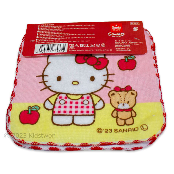 ハローキティ ミニタオル3枚組 チェック柄 約16×16cm 綿100