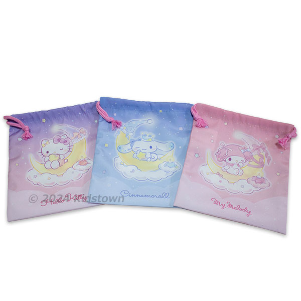 送料無料 サンリオキャラクターズ 巾着 3枚組 Sサイズ 約H210×W180mm