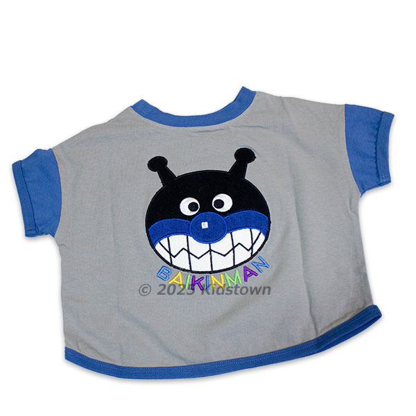 バイキンマン　半袖　Tシャツ　白ブルーしま　#561 バイキンマン 半袖 Tシャツ 白ブルーしま #561