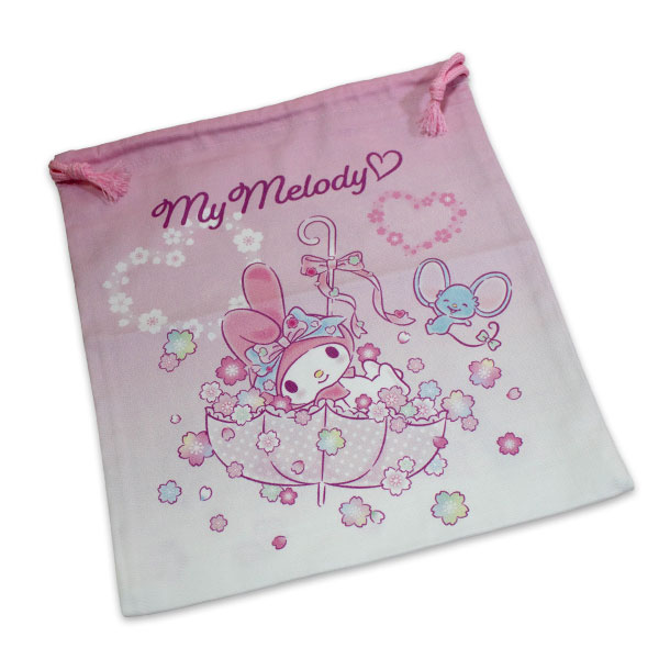 マイメロディ 巾着 L ピンク HMM6-1080 約31cm×35cm 日本製 エプロン
